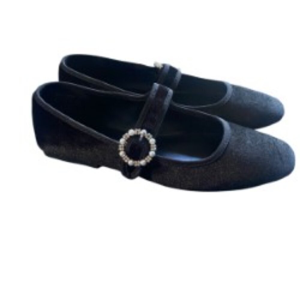 Juicy Couture Black Bijoux Velvet Mary Jane 9.5